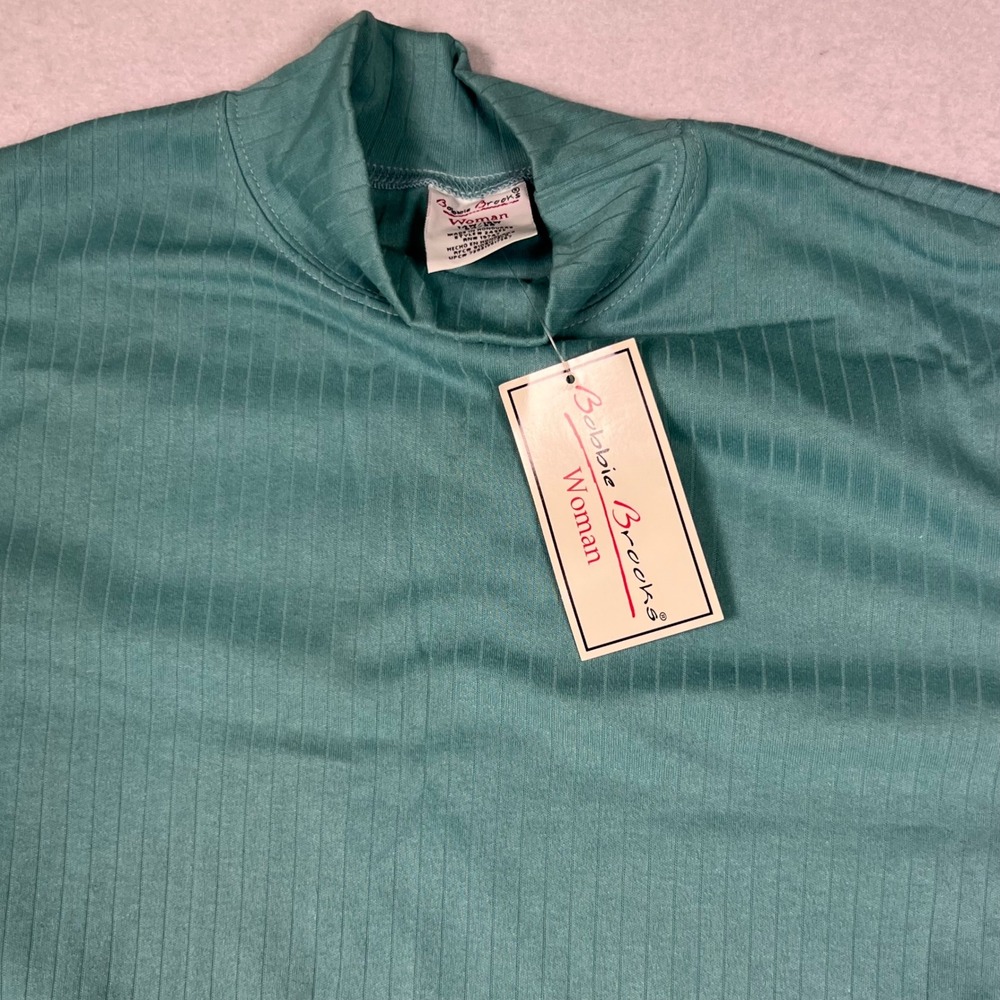Bobbie Brooks Mock Neck Top Woman 14W/16W Teal Blue New